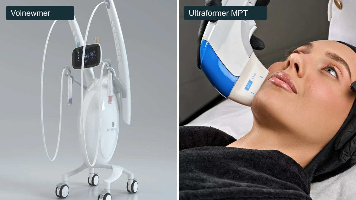 Volnewmer device beside Ultraformer MPT facial treatment